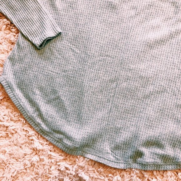 Colsie Gray Waffle Button-Up, Open Cardigan - Picture 11 of 12